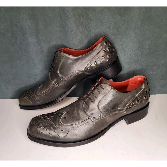 Jo Ghost Gray Leather w Metal Studs Casual/Dress Shoes Made In Italy US 8 EU 41 main image 14